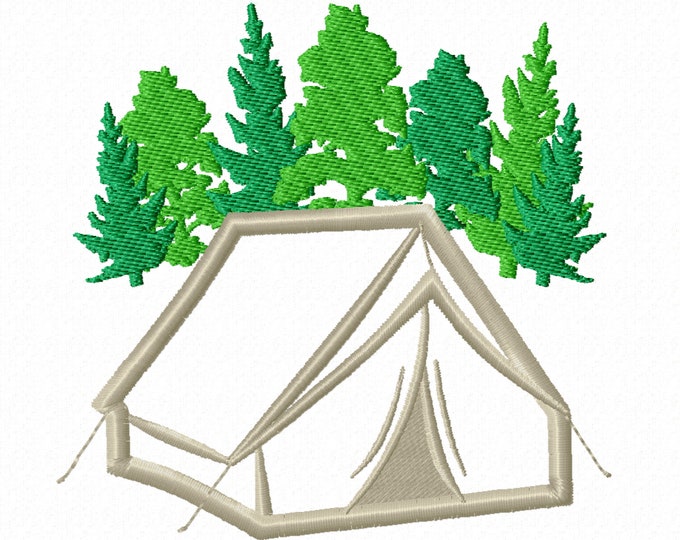 Camping tent machine embroidery applique design, wild and free, camping tent applique, 4x4, 5x7 and 6x10