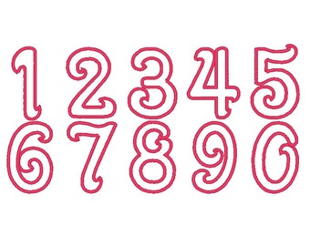 INSTANT DOWNLOAD Girly with wide satin stitch Birthday Numbers applique kids machine embroidery applique designs - 2, 3, 4, 5 and 6 inches