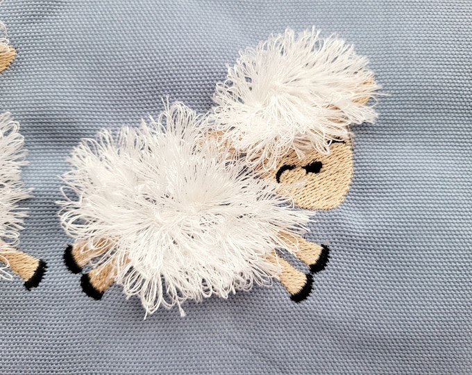 Single Sheep Fringed fluffy chenille sheep small, machine embroidery designs  2, 2.5, 3 and 3.5 inches awesome fringe fur sheep