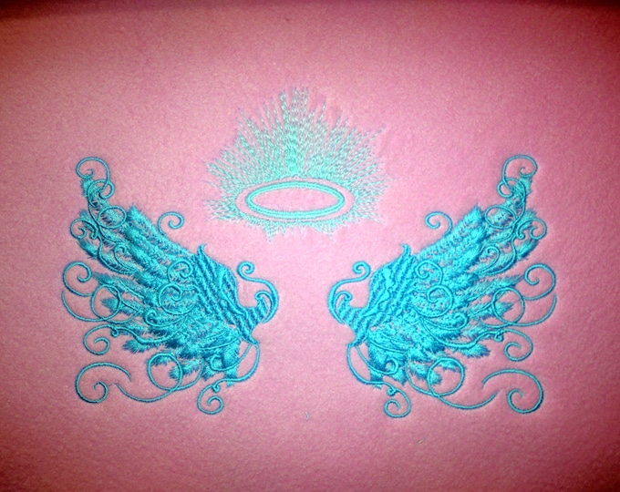 Angel wings/ Glow in the dark special designed machine embroidery / sizes 4x4 and 5x7 / file  INSTANT DOWNLOAD