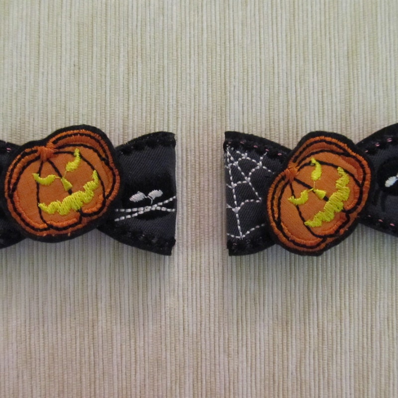 Pumpkin Pie Slice Embroidered Hair Bow 5.5