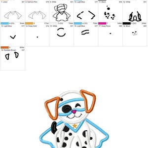 Puppy dog with a super hero mask and cape applique machine embroidery designs, multiple sizes, cute kids superhero pet dog Dalmatian boy image 3