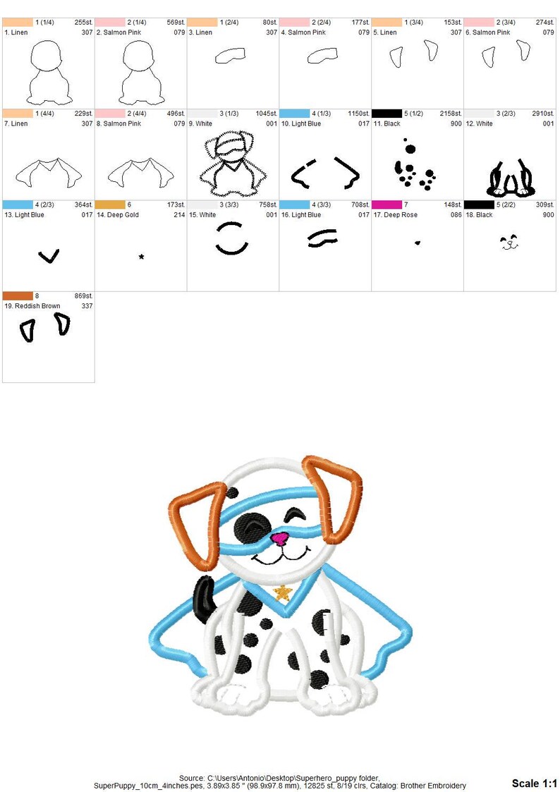 Puppy dog with a super hero mask and cape applique machine embroidery designs, multiple sizes, cute kids superhero pet dog Dalmatian boy image 3