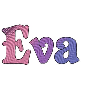 Eva Iridescent 2 Color block FONT alphabet Embroidery designs 1, 2, 3in rainbow gradient embroidery font, NO special thread, BX included image 3