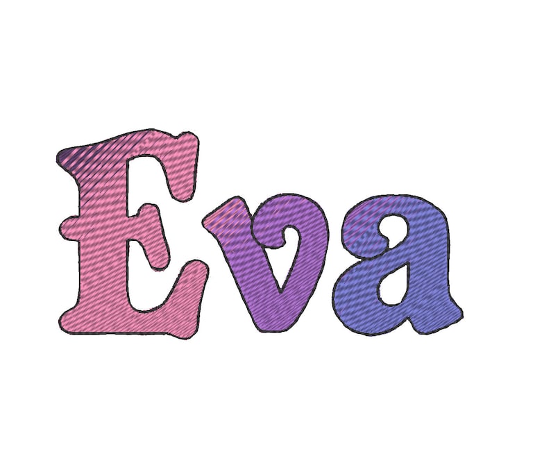 Eva Iridescent 2 Color block FONT alphabet Embroidery designs 1, 2, 3in rainbow gradient embroidery font, NO special thread, BX included image 3