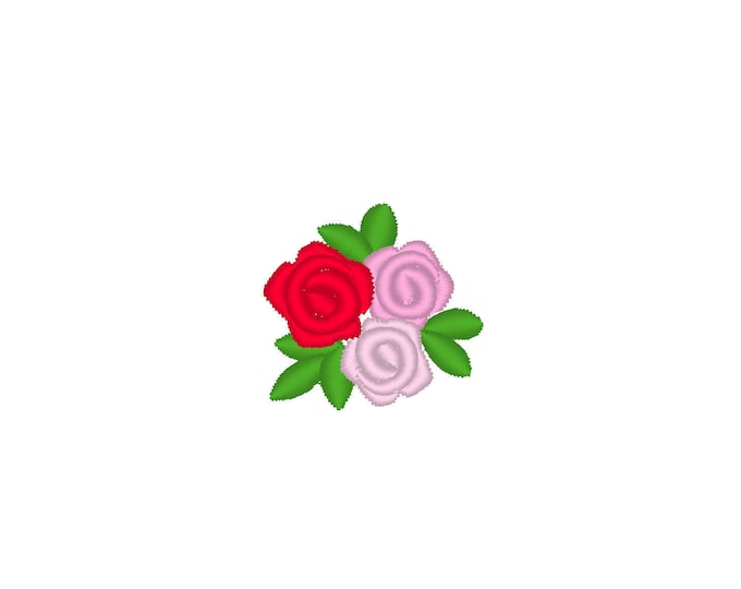 Accent mini rose, small rose, small flower, mini roses, mini, wee, machine embroidery design, Big set 0.8 and 1 inch, rose embroidery