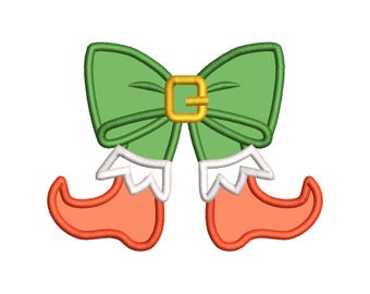 Christmas Elf Bow side bow split seam Santa Helper Elf boots machine embroidery designs sweatshirt t-shirt festive outfit kids design