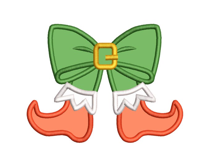 Christmas Elf Bow side bow split seam Santa Helper Elf boots machine embroidery designs sweatshirt t-shirt festive outfit kids design