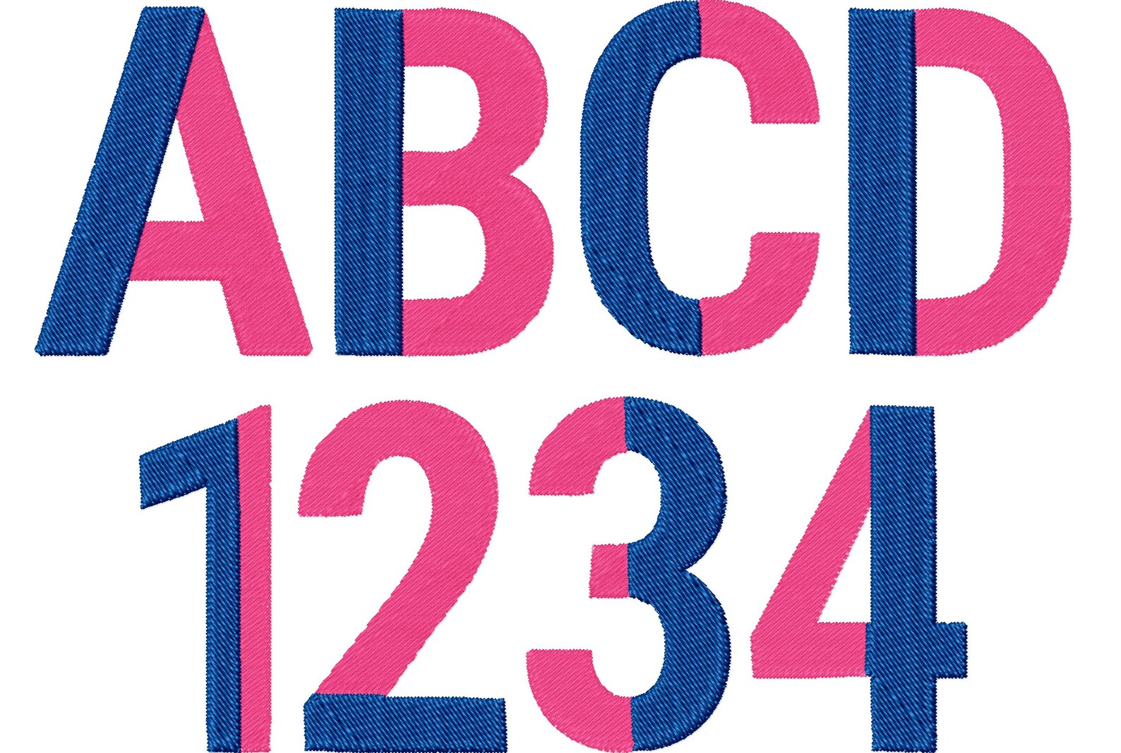 Duotone Font Narrow Fill Stitch 2 Color Font Duo Color Duotone Alphabet ...