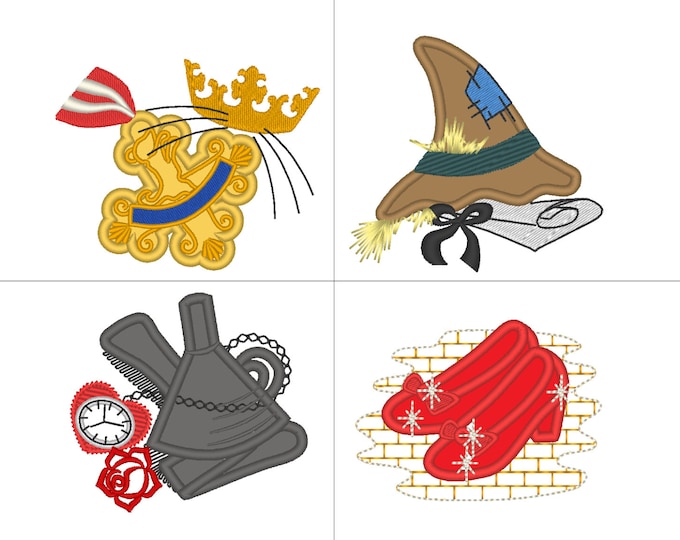 The Wonderful Wizard of Oz friends nursery set - machine embroidery applique designs  4x4 and 5x7