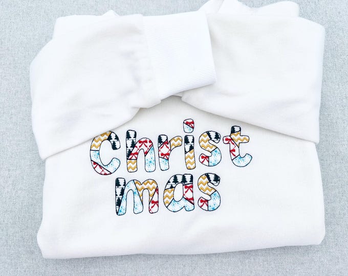 Christmas theme Patterned Font Patchwork alphabet Monogram rounded letters machine embroidery designs assorted sizes 1.3 up to 2.8 inch, BX