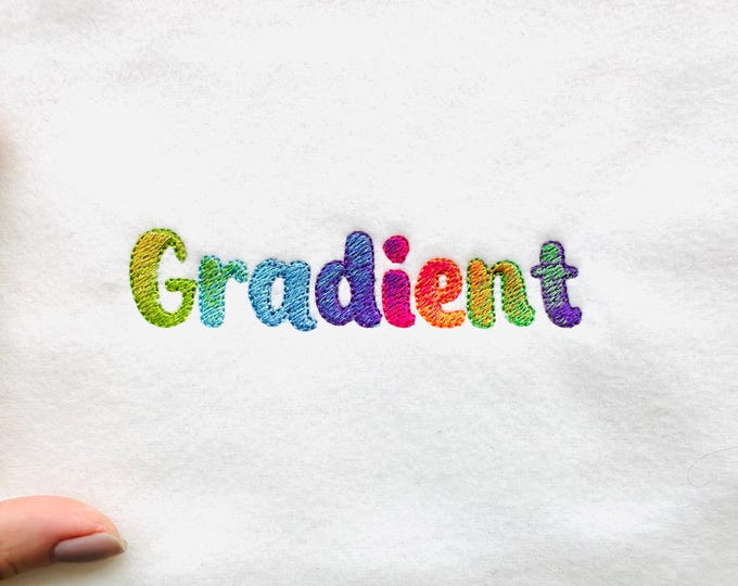 Vibrant FONT gradient ombre iridescent 2 color Monogram alphabet NO special thread machine embroidery designs mini sizes 0.8 up to 2.2 inch