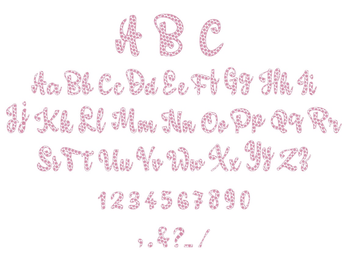 Polka Dot Font 2 Two Colors Script Cursive Alphabet Machine - Etsy