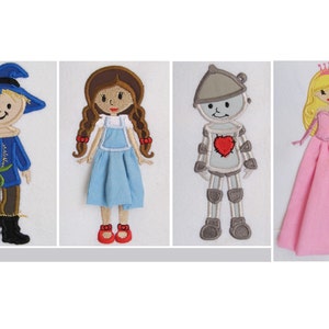 Great value pack Wonderful Wizard of Oz SET of 5 Dorothy Glinda Tin-man Scarecrow Cowardly Lion Applique machine embroidery designs 4x4 5x7