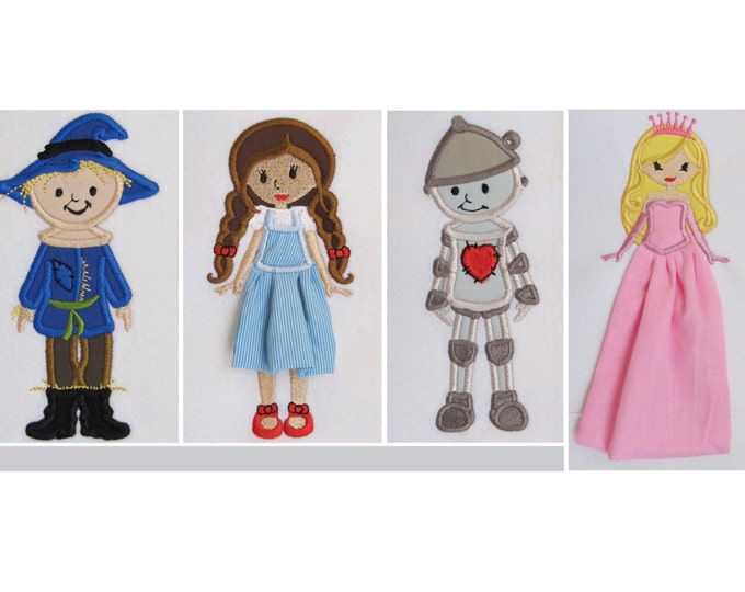 Great value pack Wonderful Wizard of Oz SET of 5 Dorothy Glinda Tin-man Scarecrow Cowardly Lion Applique machine embroidery designs 4x4 5x7