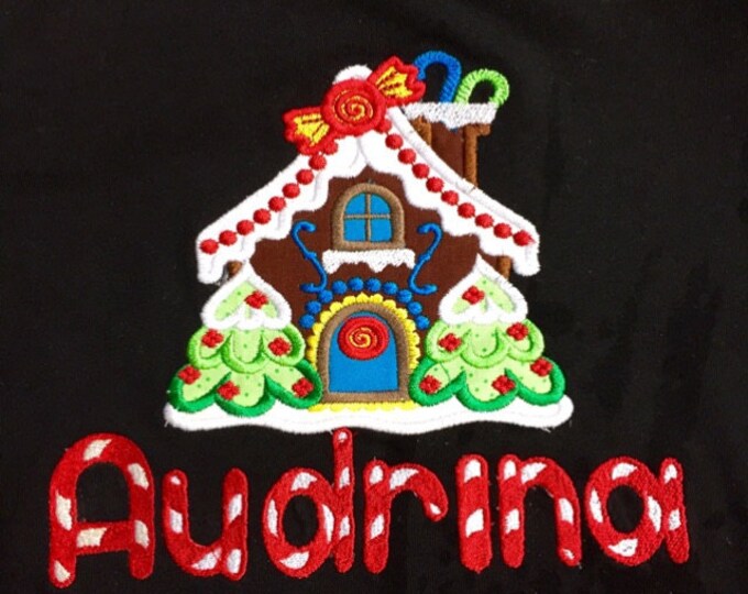 Christmas Ginger house applique machine embroidery designs for hoop 4x4, 5x7, 6x10 INSTANT DOWNLOAD Xmas sweet candy kids gingerbread house