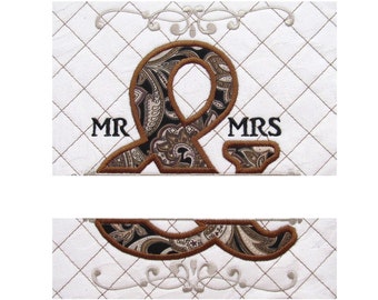 split Ampersand family machine embroidery applique 2 types and mini font Set - 4, 6 and 7 inches height INSTANT DOWNLOAD