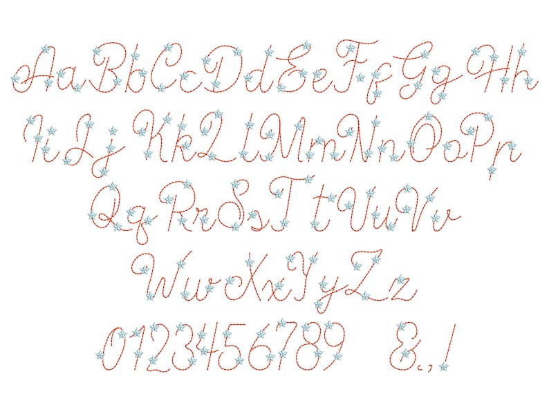 Hand Stitch Effect Starry FONT Machine Embroidery Designs in Assorted ...