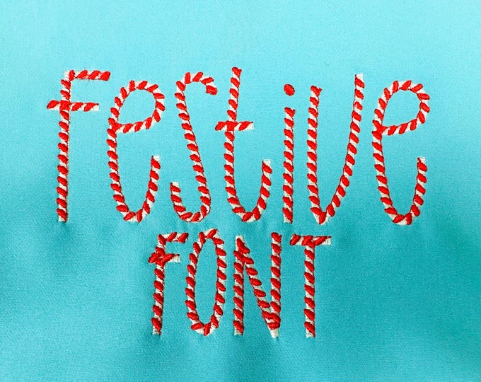 Christmas Santa Candy Cane FONT alphabet letters numbers 2 colors Stocking monogram machine embroidery designs sizes from 1.4 to 3.4 in, BX