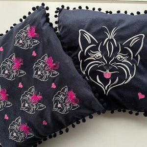 Chihuahua Dog pet little puppy machine embroidery designs in multiple sizes 4, 5, 6, 7 and 8 inches, satin stitch outline silhouette & heart