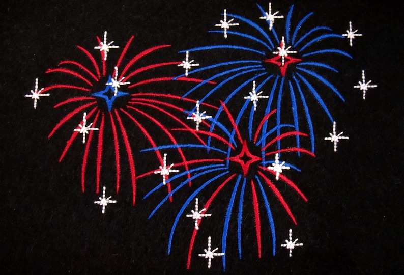 Fireworks Fourth of July Machine Embroidery Designs for Etsy