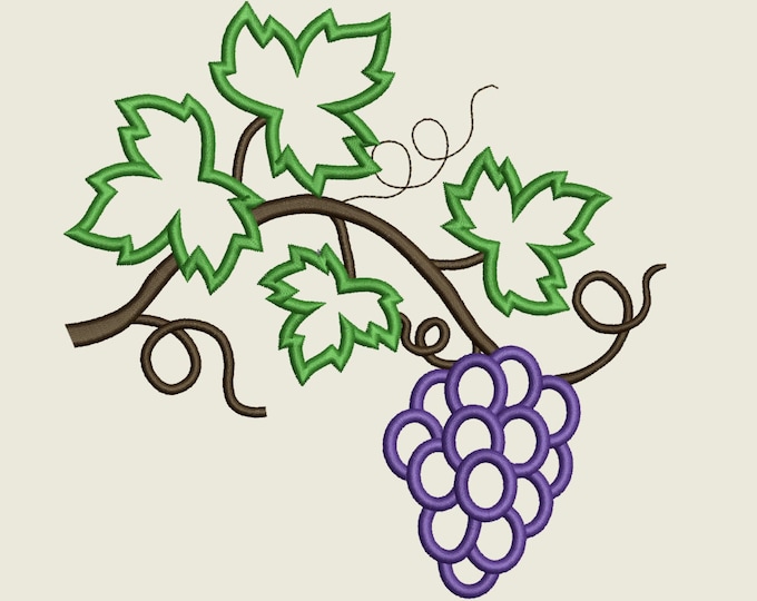 Grape, Wine leaves, Medium, wine leaves vine, vine leaf, leaves, vine - machine embroidery applique designs, available combinations