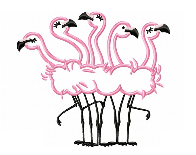 Flamingos - machine embroidery applique designs flamingo for 5x7, 6x10 INSTANT DOWNLOAD,