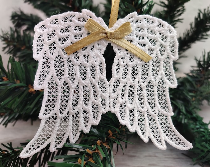 Angel wings FSL, Free standing lace angel wing Christmas decoration ornament machine embroidery designs for hoop 4x4, 5x7, assorted sizes