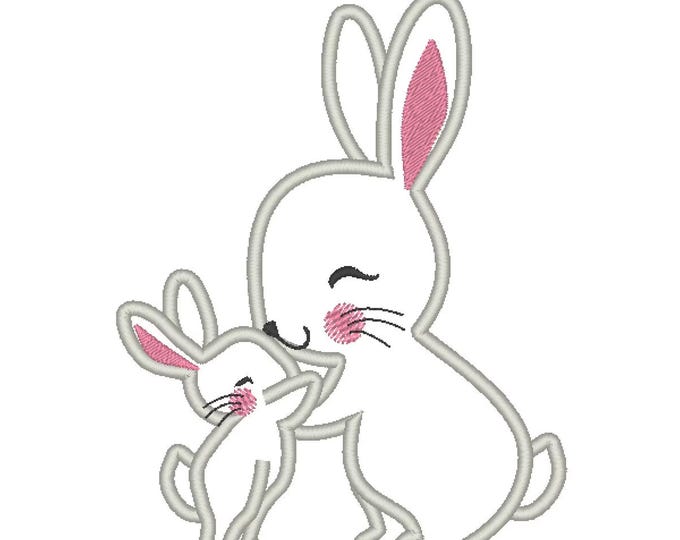 Mom and Baby bunnies Little and Big Bunny sister brother Applique machine embroidery designs sizes for hoop 4x4 5x7 kids baby girls boys