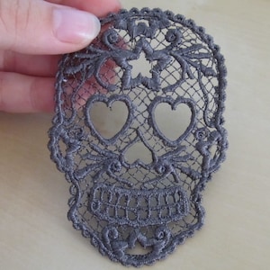 FSL Free standing lace Day of the Dead Skull Calavera Halloween - machine embroidery design for hoop 4x4 lace lacy girly skull