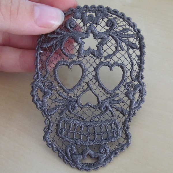 FSL autoportant dentelle jour des morts crâne Calavera Halloween - motif de broderie machine pour cerceau 4 x 4 dentelle dentelle girly crâne