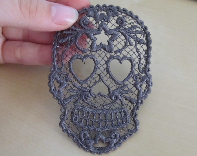 FSL Free standing lace Day of the Dead Skull Calavera Halloween - machine embroidery design for hoop 4x4 lace lacy girly skull