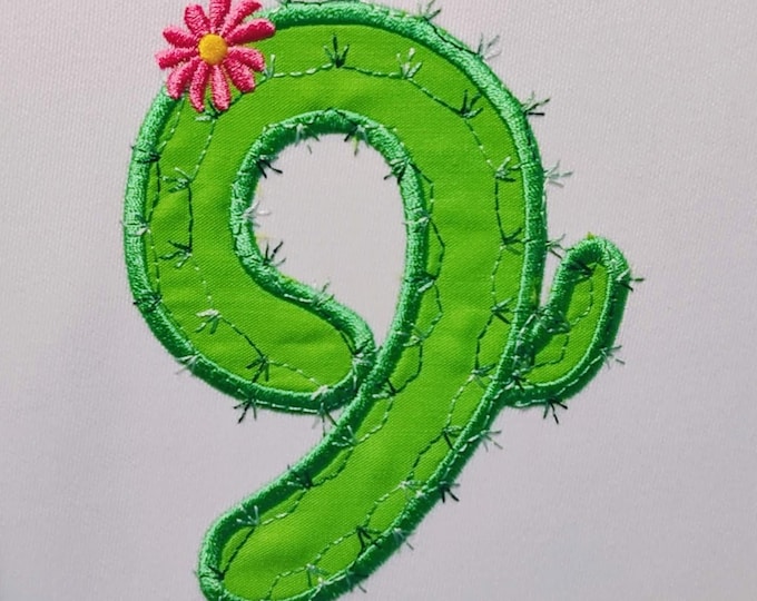 Cute cactus numbers set Birthday Numbers SET 1-9 machine embroidery applique designs sizes 4, 5, 6, 7, 8in floral cactus party for girl