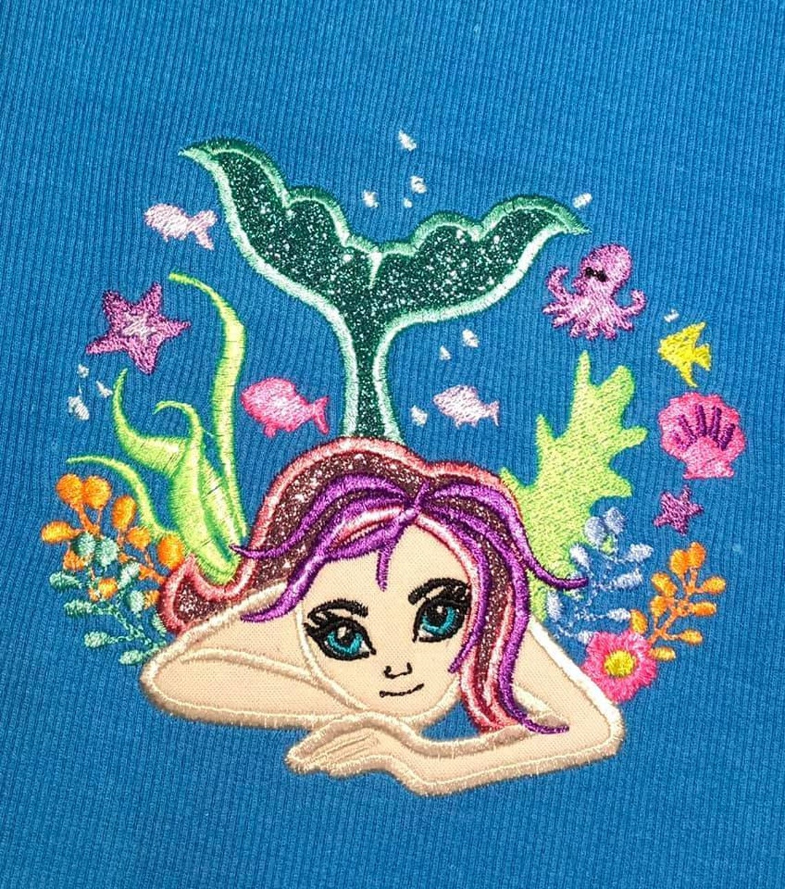 Mermaid Applique Embroidery Designs Mermaid Embroidery Etsy