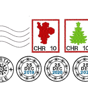 Santa mail express 2022 2023 2024 2025 2026 Sobre de Navidad sello de goma máquina de bordado diseños mini tamaños