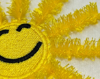 Sun, Fluffy fringed happy sun chenille awesome Fringed fluffy sun fringe ITH in the hoop machine embroidery designs