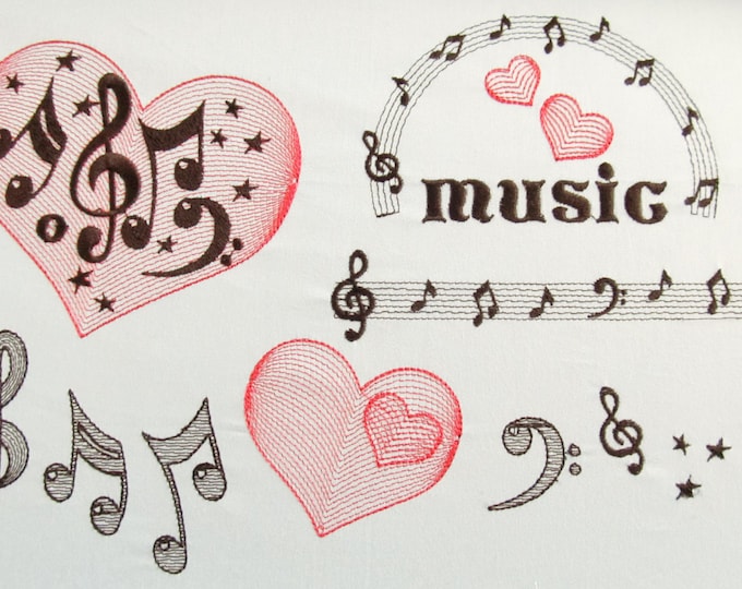 Love Music Rock attitudes, mini font and more - machine embroidery designs - quick stitch style - multiple sizes
