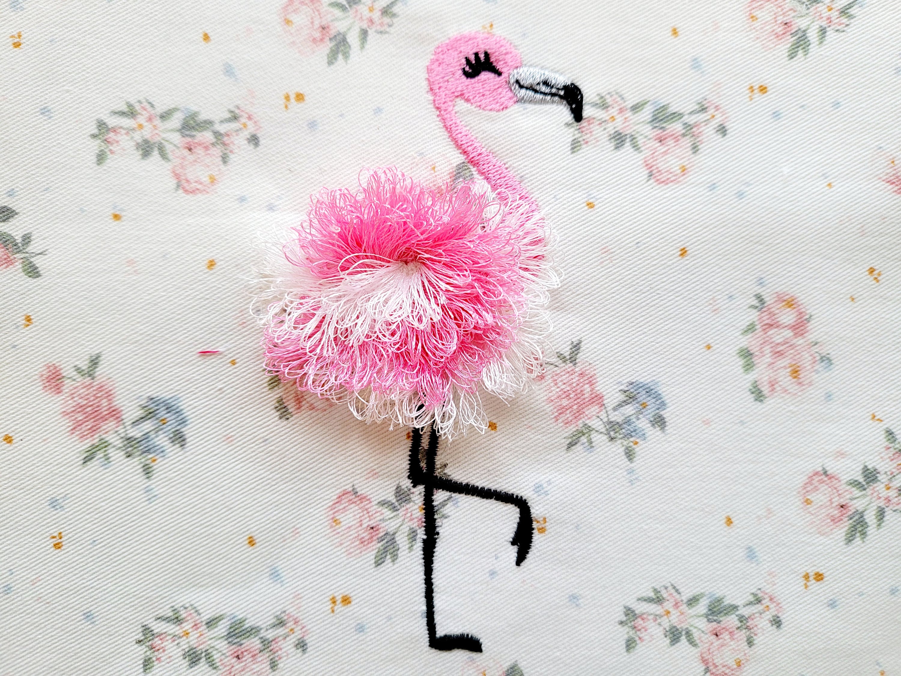 Flamment rose en fil chenille