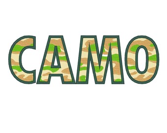 Aplique de fonte camuflada com tema militar patriótico, alfabeto em bloco, monograma, designs de bordado à máquina, tamanhos de 2 a 4 polegadas.