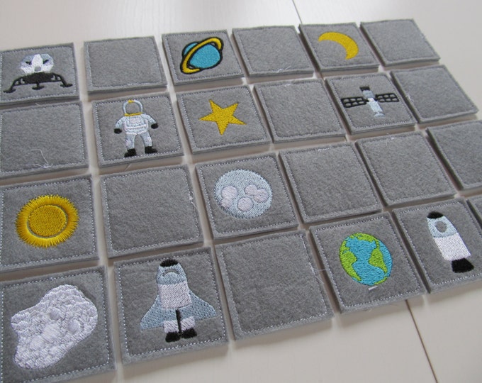 Memory game "Space explorer" machine embroidery design ITH project for hoop 4x4, 5x7, 6x10 INSTANT DOWNLOAD children game space, astronaut