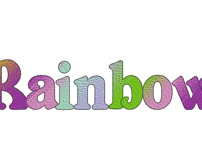 Eva Iridescent 2 Color block FONT alphabet machine embroidery designs NO special thread size 1, 2, 3in rainbow gradient font BX included