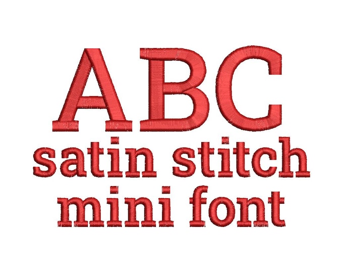 Mini Block FONT satin stitch alphabet uppercase and lowercase monogram machine embroidery designs small mini sizes 0.5 up to 1.8 inches