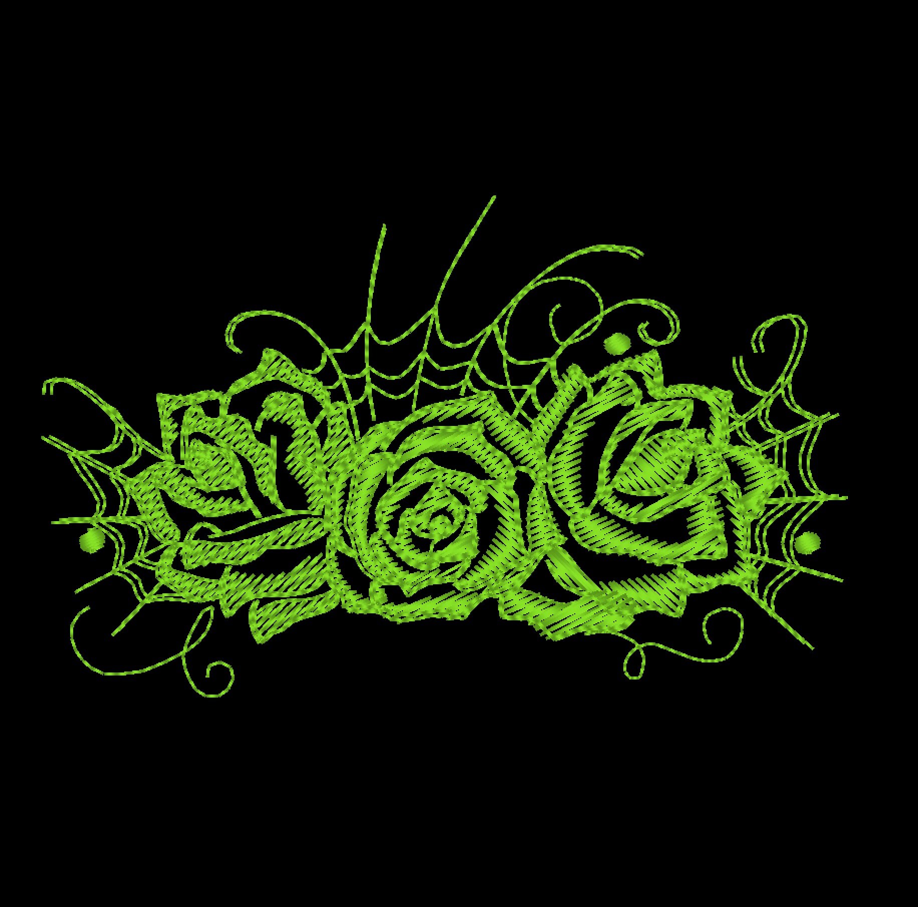 Dark roses  glow in the dark special designed machine embroidery