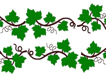 Grape Leaves SET applique and fill stitch machine embroidery designs INSTANT DOWNLOAD assorted sizes for hoop 4x4, 5x7, 6x10 grape leaf vine