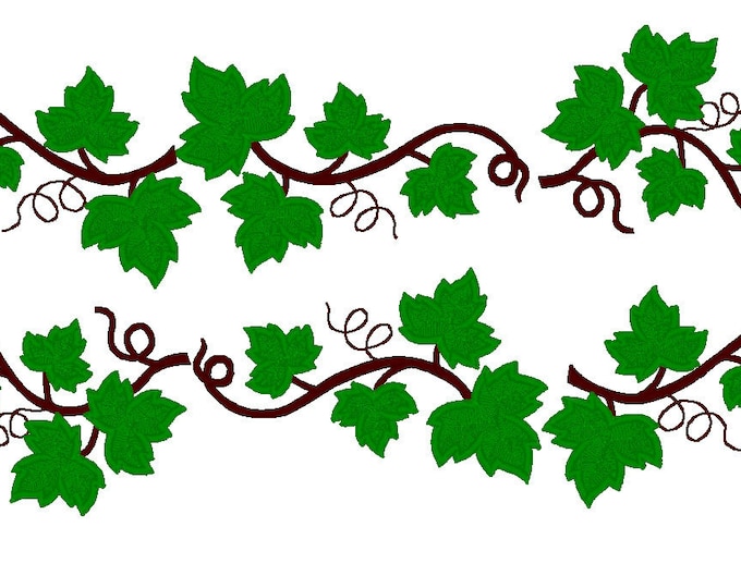 Grape Leaves SET applique and fill stitch machine embroidery designs INSTANT DOWNLOAD assorted sizes for hoop 4x4, 5x7, 6x10 grape leaf vine