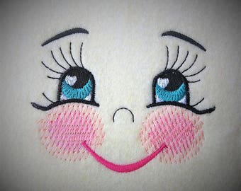 Little pretty Doll Face embroidery Embroidered Doll face making doll complete toy face machine embroidery designs for hoop 4x4 kids girl