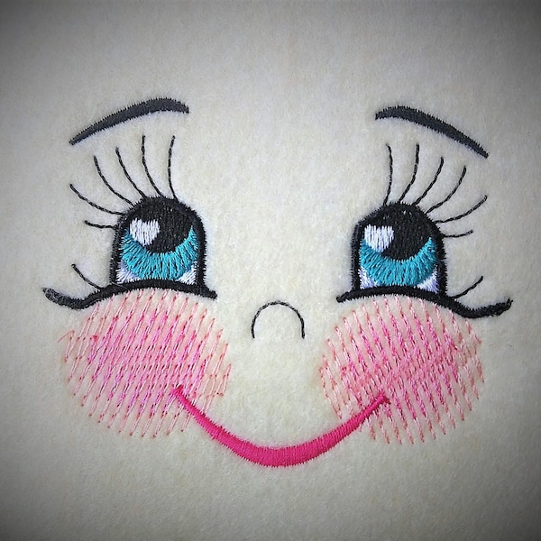 Little pretty Doll Face embroidery Embroidered Doll face making doll complete toy face machine embroidery designs for hoop 4x4 kids girl