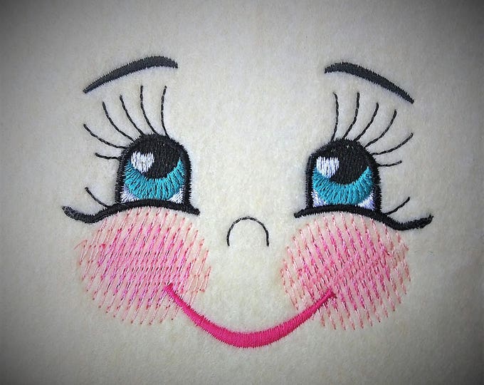 Little pretty Doll Face embroidery Embroidered Doll face making doll complete toy face machine embroidery designs for hoop 4x4 kids girl