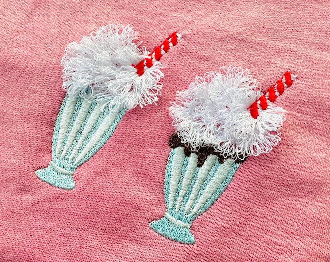 Milkshake Fringed Fluffy Chenille - Cream and Chocolate One Ball Machine Embroidery Designs for 4x4 Hoop - Fringe Fur ITH for Kids originals