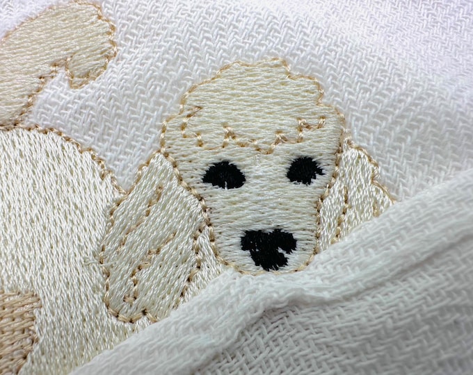 Playing Classic Poodle Puppy Dog Mama kitchen dish towel pet animal kids machine embroidery designs ITH project simply in the hoop project